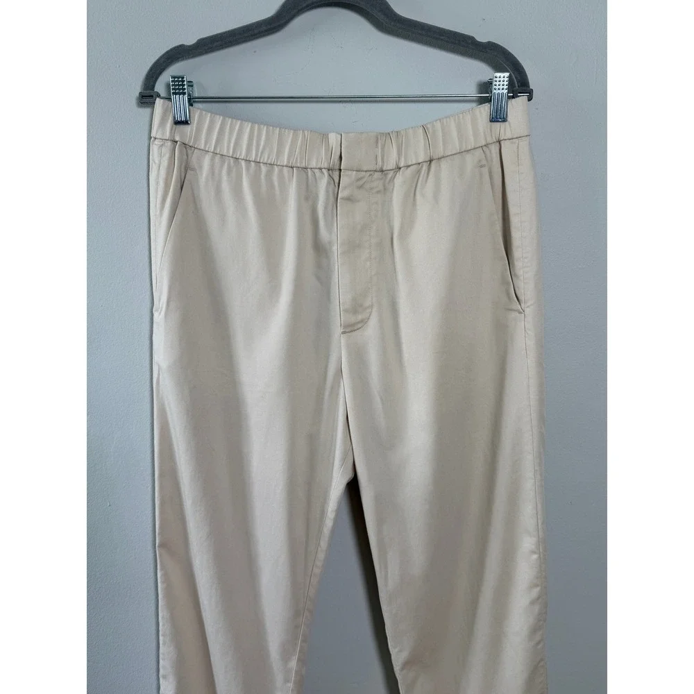 COS Trouser Pants Mens 34R Beige Elastic Waist Twill Casual Minimalist Modern
